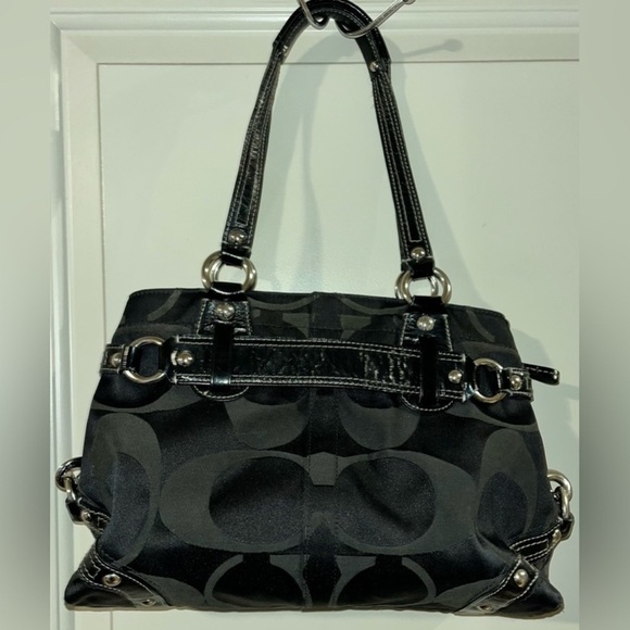 Coach Handbags - GUC Coach authentic signature, logo satchel BLACK & SLIVER